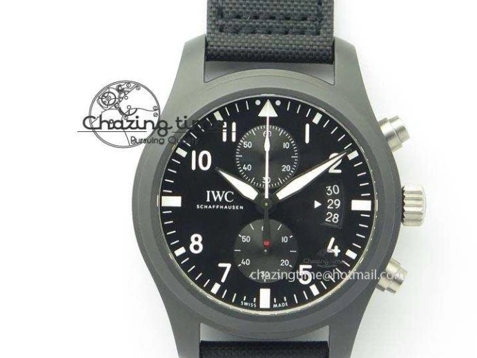 MIROTIME 0218 EasyCare Pilot Chrono IW388001 Real Ceramic ZF 1:1 Best Edition On Black Nylon Strap A 7279
